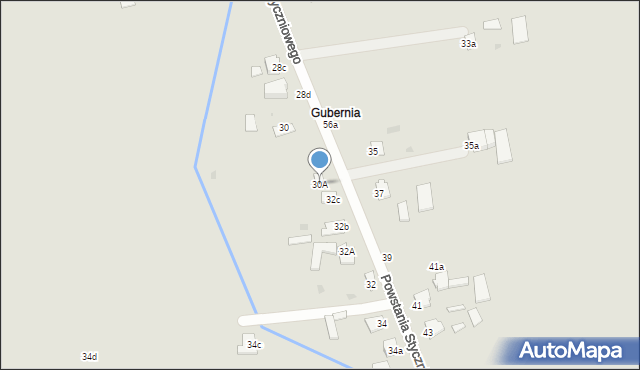 Radzyń Podlaski, Powstania Styczniowego, 30A, mapa Radzyń Podlaski