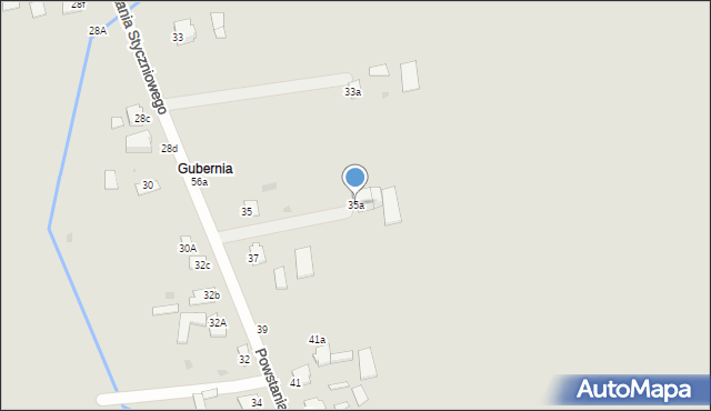 Radzyń Podlaski, Powstania Styczniowego, 35a, mapa Radzyń Podlaski