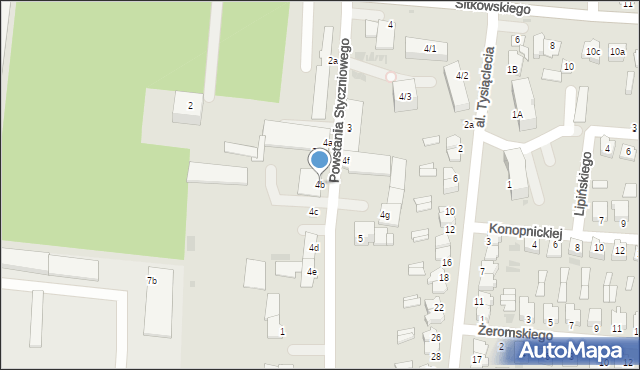 Radzyń Podlaski, Powstania Styczniowego, 4b, mapa Radzyń Podlaski