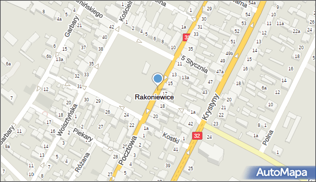 Rakoniewice, Pocztowa, 11a, mapa Rakoniewice