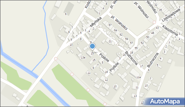 Raków, Podole, 13, mapa Raków