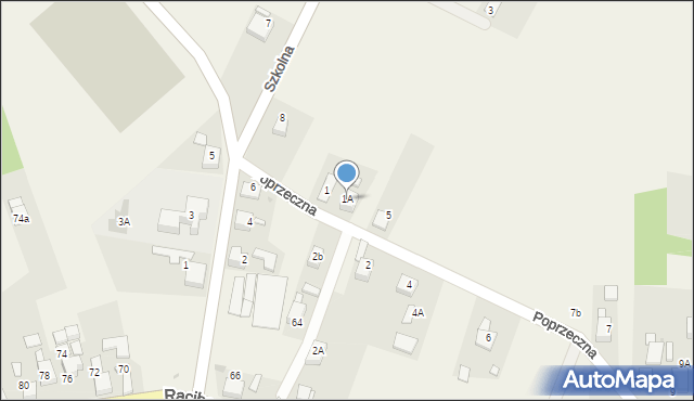 Raszczyce, Poprzeczna, 1A, mapa Raszczyce