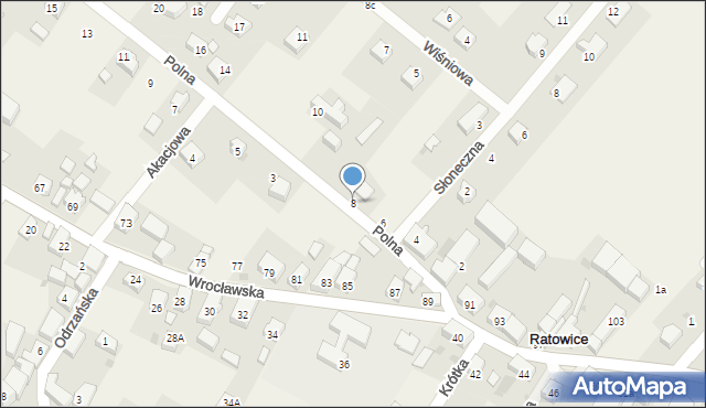 Ratowice, Polna, 8, mapa Ratowice