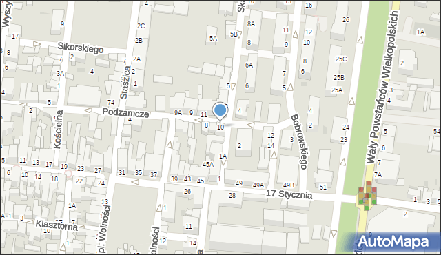 Rawicz, Podzamcze, 10, mapa Rawicz