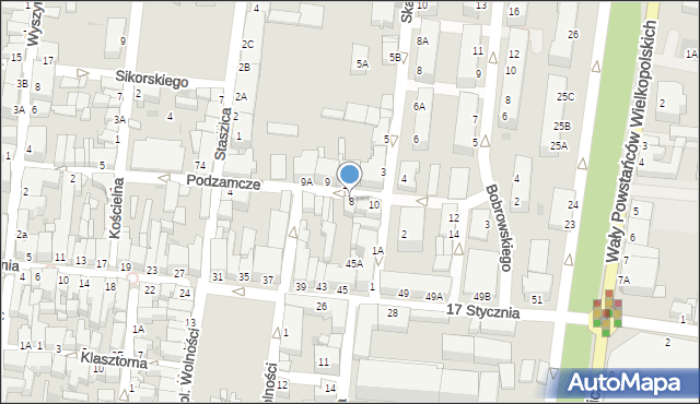 Rawicz, Podzamcze, 8, mapa Rawicz