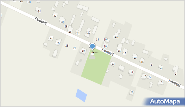 Rębków, Podbiel, 17, mapa Rębków