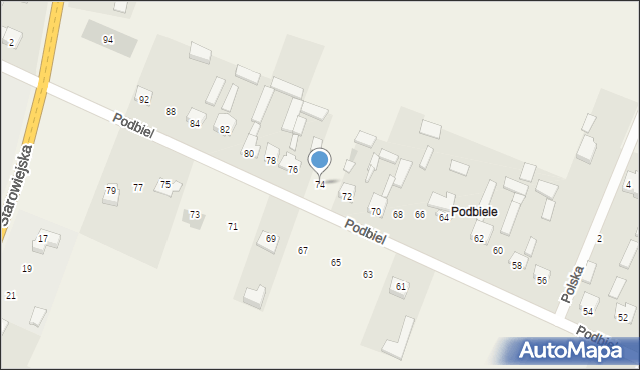 Rębków, Podbiel, 74, mapa Rębków