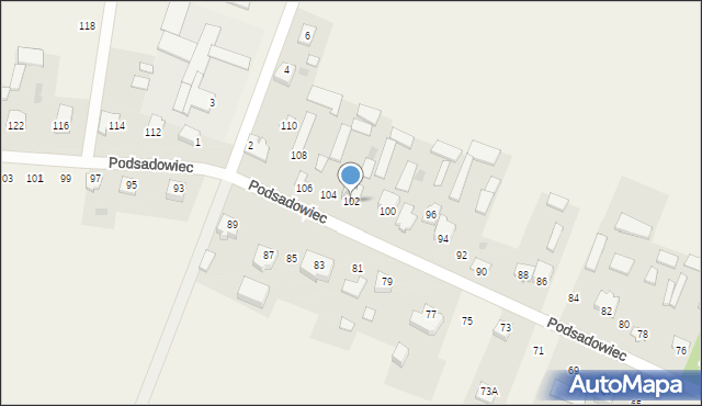 Rębków, Podsadowiec, 102, mapa Rębków