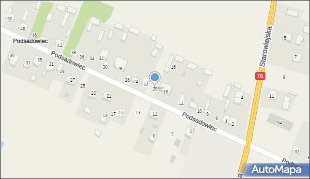 Rębków, Podsadowiec, 20, mapa Rębków