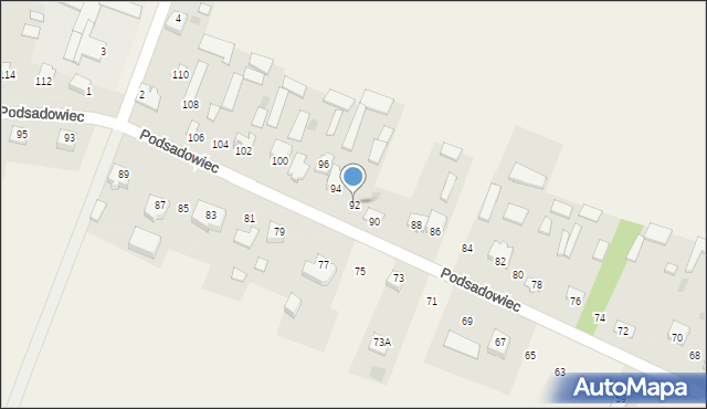 Rębków, Podsadowiec, 92, mapa Rębków