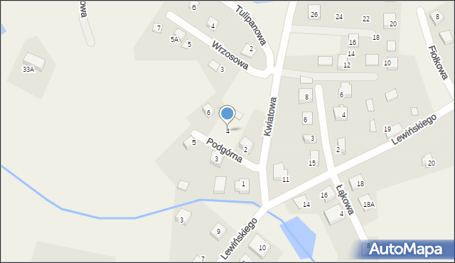 Robakowo, Podgórna, 4, mapa Robakowo