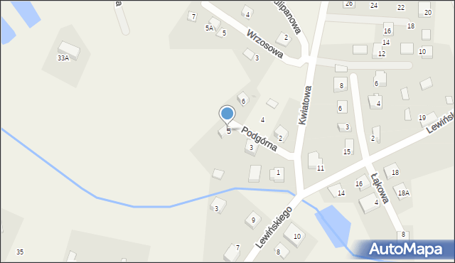 Robakowo, Podgórna, 5, mapa Robakowo