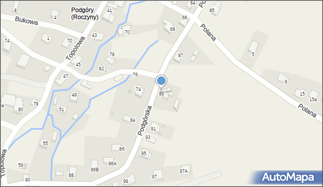 Roczyny, Podgórska, 89, mapa Roczyny