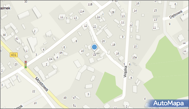 Rogalinek, Poznańska, 14, mapa Rogalinek