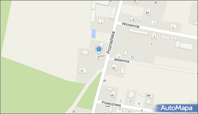 Rogalinek, Poznańska, 1f, mapa Rogalinek