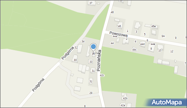 Rogalinek, Poznańska, 35, mapa Rogalinek