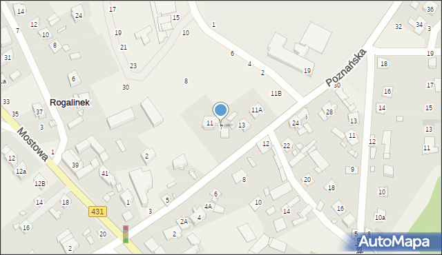 Rogalinek, Poznańska, 7, mapa Rogalinek