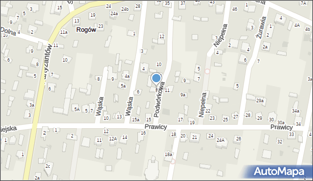 Rogów, Podwórkowa, 8, mapa Rogów