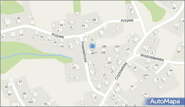 Rogów, Powstańców, 4a, mapa Rogów