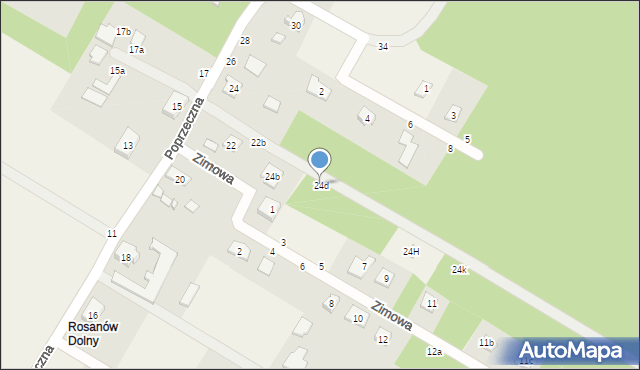 Rosanów, Poprzeczna, 24d, mapa Rosanów