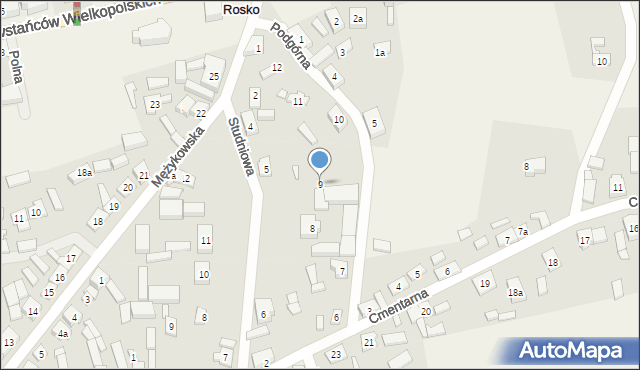 Rosko, Podgórna, 9, mapa Rosko