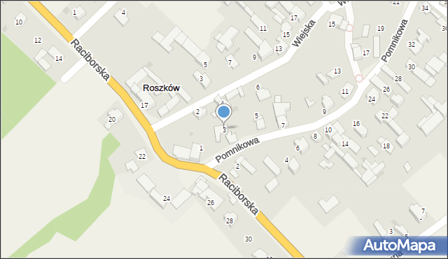 Roszków, Pomnikowa, 3, mapa Roszków