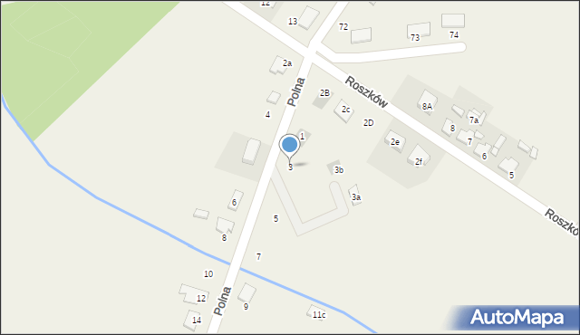 Roszków, Polna, 3, mapa Roszków