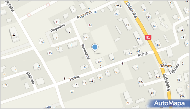 Różyny, Pogodna, 4, mapa Różyny