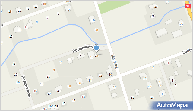 Różyny, Poziomkowa, 1a, mapa Różyny