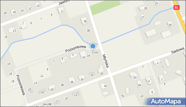 Różyny, Poziomkowa, 1c, mapa Różyny