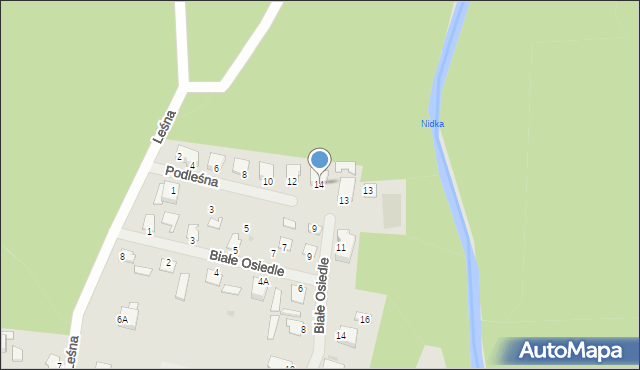 Ruciane-Nida, Podleśna, 14, mapa Ruciane-Nida