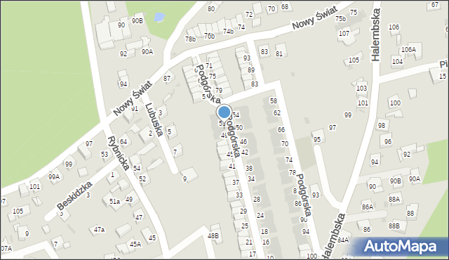 Ruda Śląska, Podgórska, 51, mapa Rudy Śląskiej