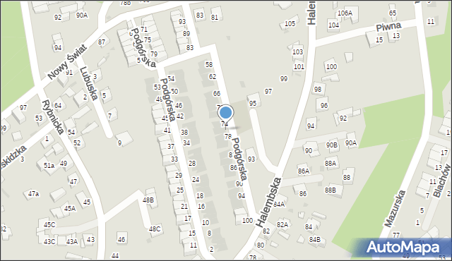 Ruda Śląska, Podgórska, 76, mapa Rudy Śląskiej