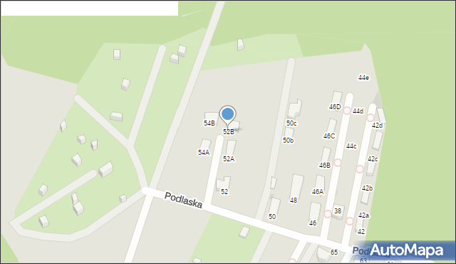 Ruda Śląska, Podlaska, 52B, mapa Rudy Śląskiej