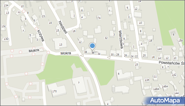 Ruda Śląska, Powstańców Śląskich, 36, mapa Rudy Śląskiej