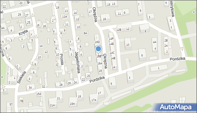 Ruda Śląska, Pordzika Józefa, 16B, mapa Rudy Śląskiej