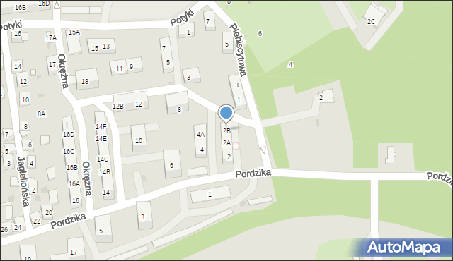 Ruda Śląska, Pordzika Józefa, 2B, mapa Rudy Śląskiej