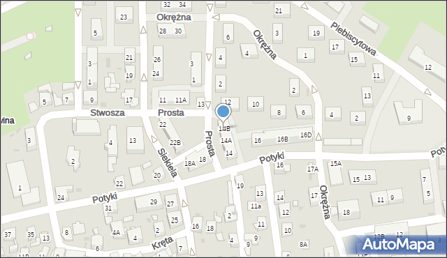 Ruda Śląska, Potyki Augustyna, ks., 14B, mapa Rudy Śląskiej