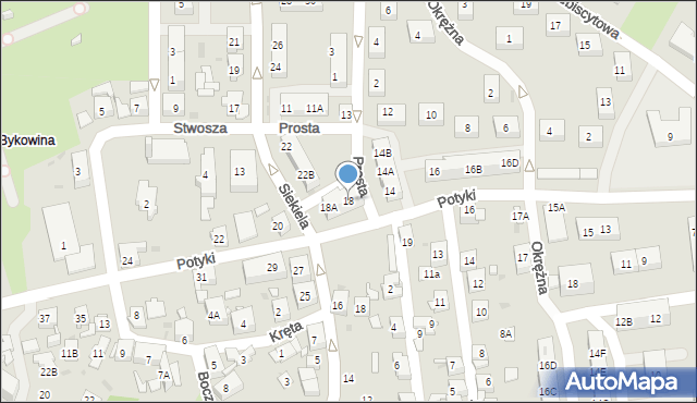 Ruda Śląska, Potyki Augustyna, ks., 18, mapa Rudy Śląskiej