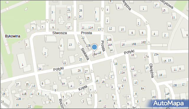 Ruda Śląska, Potyki Augustyna, ks., 18A, mapa Rudy Śląskiej