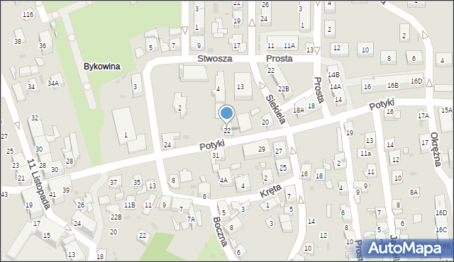 Ruda Śląska, Potyki Augustyna, ks., 22, mapa Rudy Śląskiej