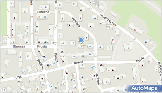 Ruda Śląska, Potyki Augustyna, ks., 8, mapa Rudy Śląskiej