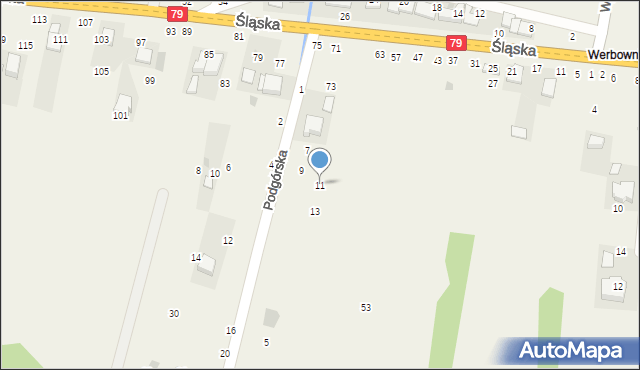 Rudawa, Podgórska, 11, mapa Rudawa