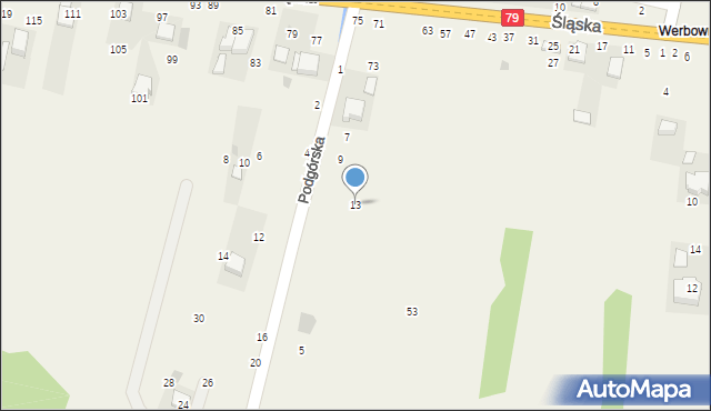 Rudawa, Podgórska, 13, mapa Rudawa