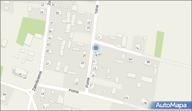 Rudka, Polna, 9, mapa Rudka