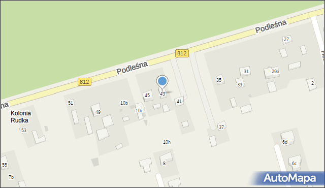 Rudka, Podleśna, 43, mapa Rudka