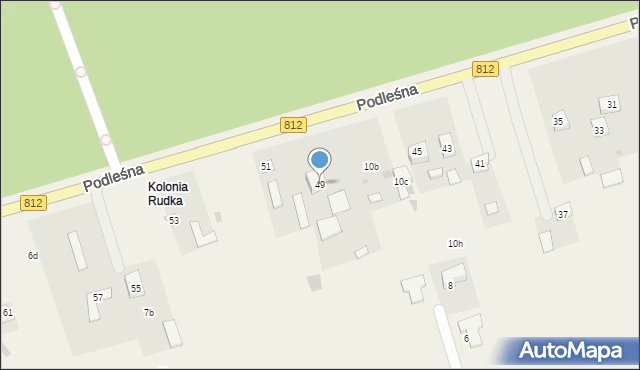 Rudka, Podleśna, 49, mapa Rudka