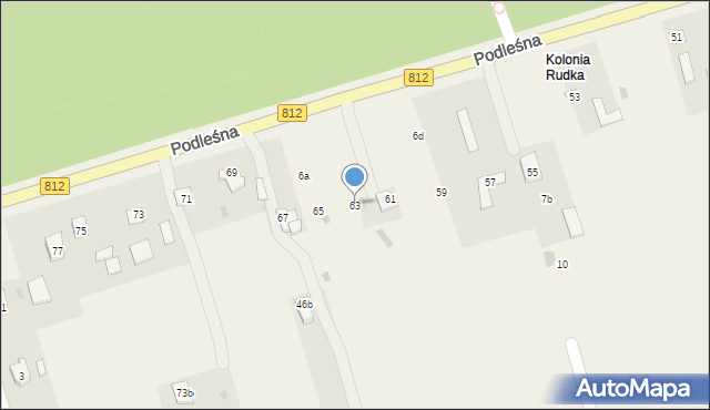 Rudka, Podleśna, 63, mapa Rudka