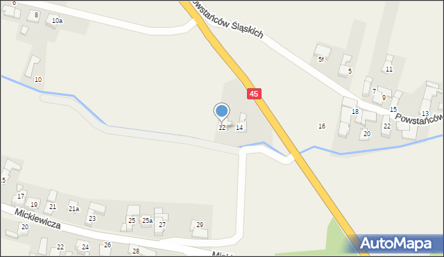 Rudnik, Powstańców Śląskich, 12, mapa Rudnik