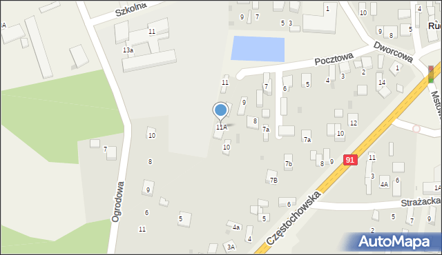 Rudniki, Pocztowa, 11A, mapa Rudniki